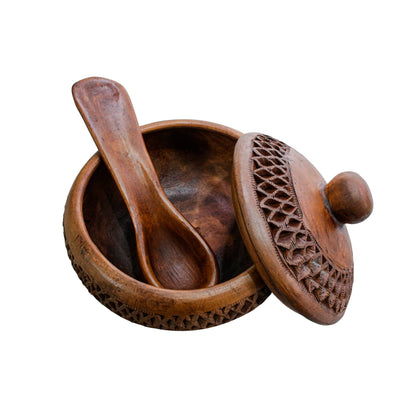 Juego de 2 Azucareras/Salseras de barro negro color café
