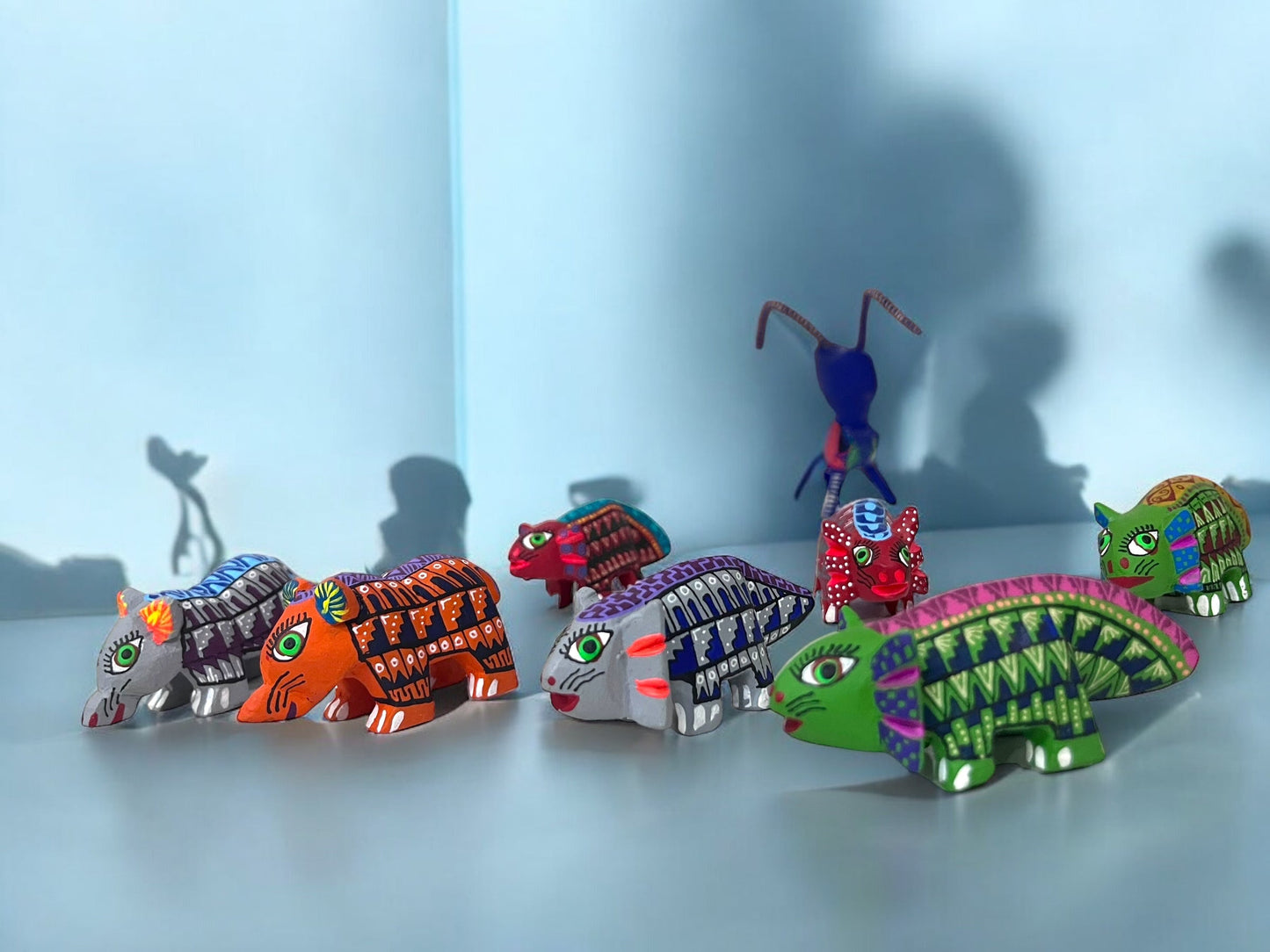 Pareja de Alebrijes de Ajolote Pintados a Mano